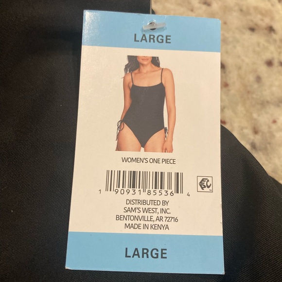 Loft Woman’s Large Black Shirred Side Tie Fully Lined One Piece Swimsuit NWT - Picture 6 of 6